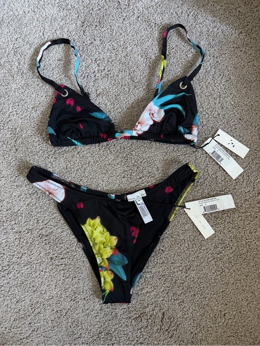 Fleur du mal Black Orchid Bikini set
